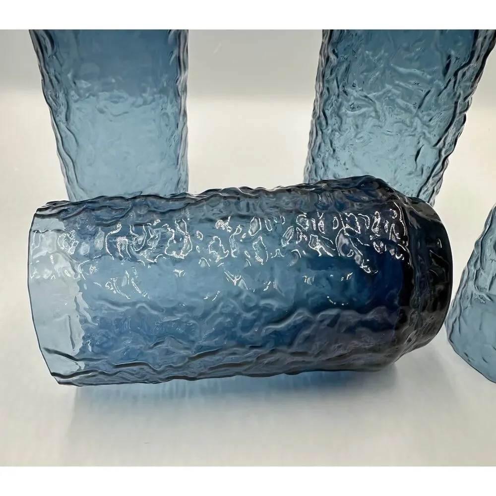 Lenox Dark Blue Hand Blown Crystal Water Tea Glasses - Set of 4